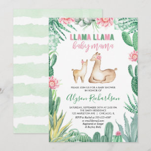 Invitation Llama baby shower fille invitation, bébé maman