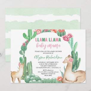 Invitation Llama Llama bébé maman fille baby shower