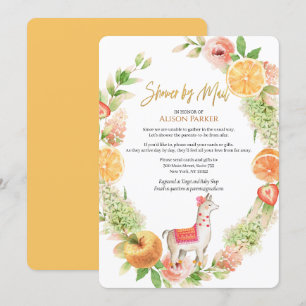 Invitation Llama Mama Baby shower Floral de verdure par Mail
