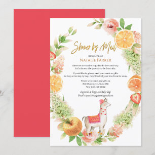 Invitation Llama Mama Baby shower Floral de verdure par Mail