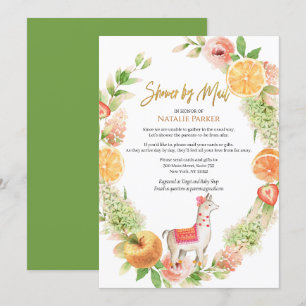 Invitation Llama Mama Baby shower Floral de verdure par Mail