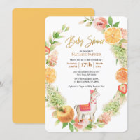 Llama Mama Citrus Baby shower de verdure fleurie