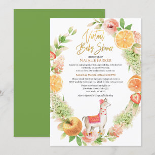 Invitation Llama Mama Floral Green Baby shower virtuel