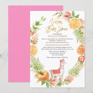 Invitation Llama Mama Floral Green Baby shower virtuel