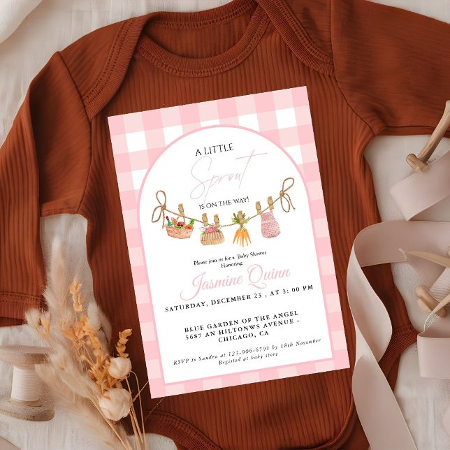 Invitation Locally grown Girl baby shower little sprout  (Créateur téléchargé)