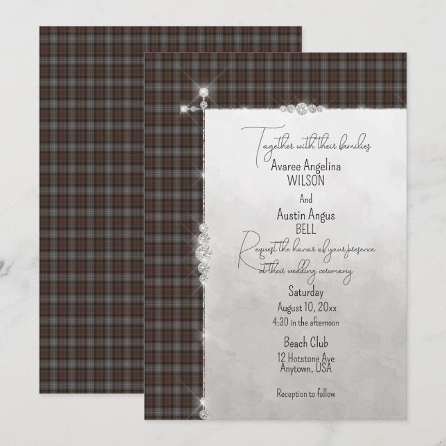 Invitation Lochaber Scottish Tartan Mariage (Devant / Derrière)