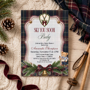 Invitation Lodge de Noël Prépa Ski Vous Bientôt Baby Shower
