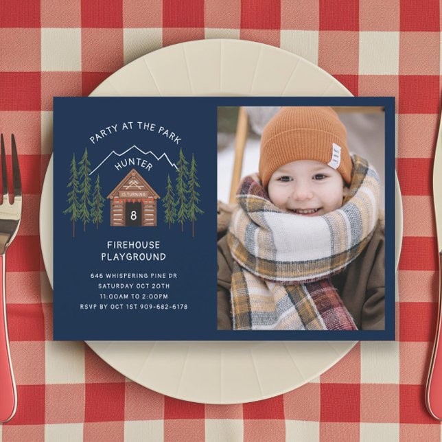 Invitation Log Cabine Outdoorsman Mountain fête d'anniversair (Créateur téléchargé)