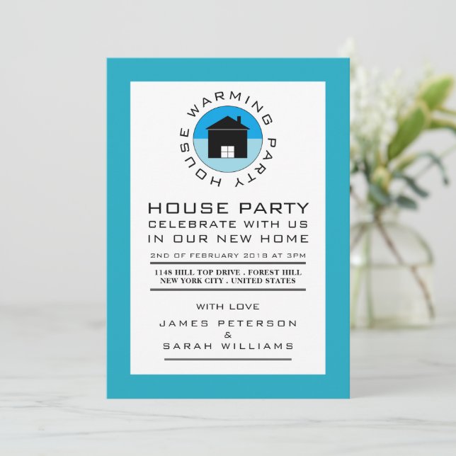 Invitation Logo de la Maison Bleue, Fête du Réchauffement, Fê (Debout devant)