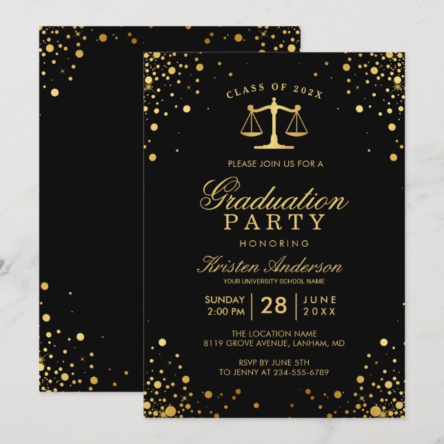 Invitation Logo de l'école de droit Graduate Graduate Party (Devant / Derrière)