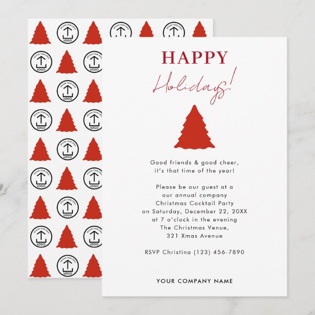 Invitation Logo de l'entreprise Christmas Party Business (Devant / Derrière)