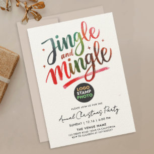 Invitation Logo de l'entreprise de Noël rouge vert amusant éc