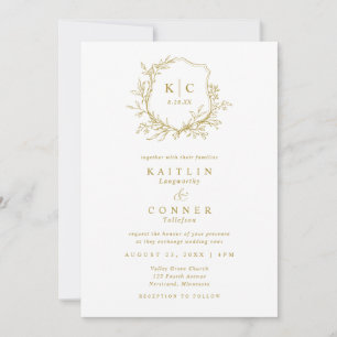 Invitation Logo de mariage formel classique Elegant Crest Gol