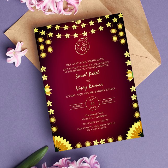 Invitation Logo du Mariage indien Ganesha (Créateur téléchargé)