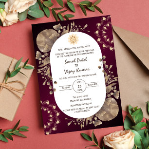Invitation Logo du Mariage indien Ganesha Feuille rustique