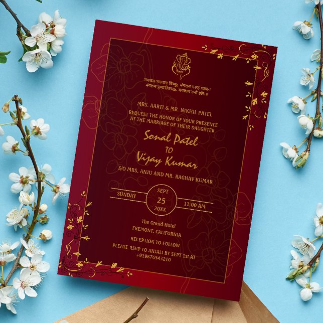 Invitation Logo du Mariage indien Golden Elements Ganesha (Créateur téléchargé)