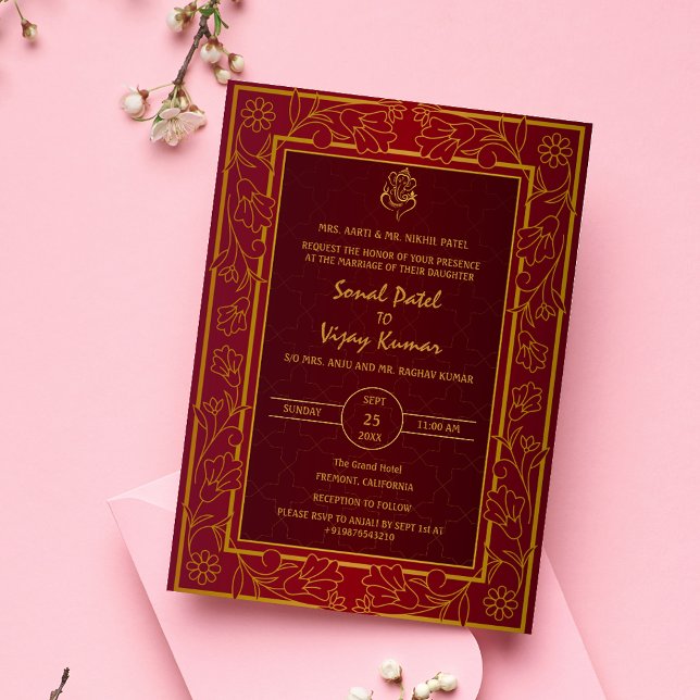 Invitation Logo du Mariage indien Golden Elements Ganesha (Créateur téléchargé)
