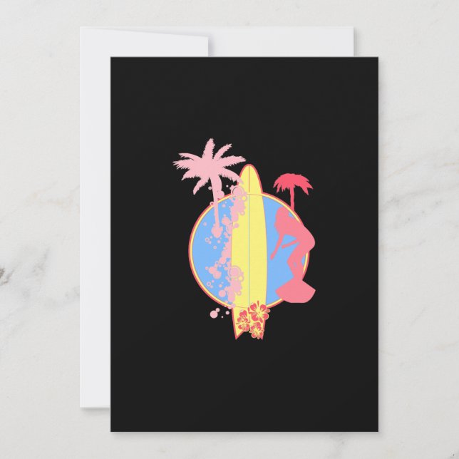 Invitation Logo du Surf de filles roses (Devant)