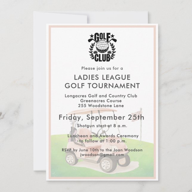 Invitation Logo du tournoi de la ligue des dames de golf Club (Devant)
