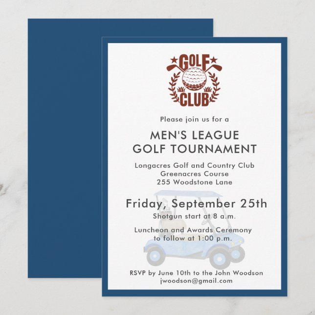 Invitation Logo du tournoi de la ligue masculine de golf (Devant / Derrière)