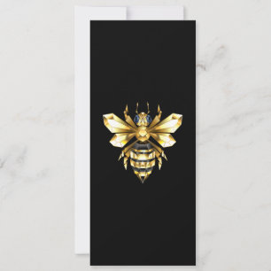 Invitation Logo Faux Gold Foil Bee Polygonal sur Noir
