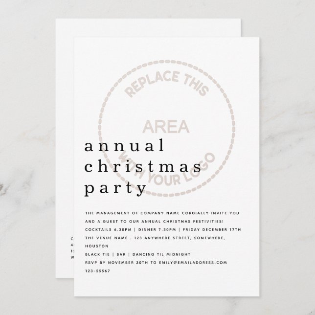 Invitation Logo minimaliste de la fête de Noël de l'employé (Devant / Derrière)
