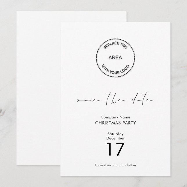 Invitation Logo minimum Société fête de Noël Enregistrer la d (Devant / Derrière)