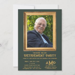 Invitation Logo Monogramme or Vintage Cadre photo Adieu