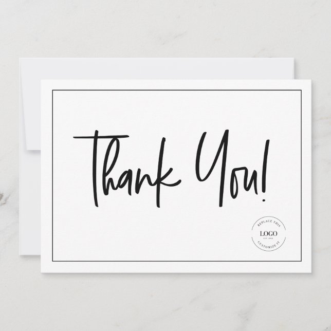 Invitation Logo simple Black White Company Logo Merci social (Devant)