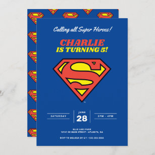 Invitation Logo Superman   Blue Super Hero Anniversaire