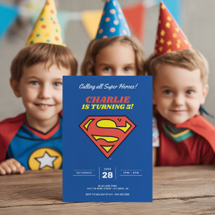 Invitation Logo Superman   Blue Super Hero Anniversaire