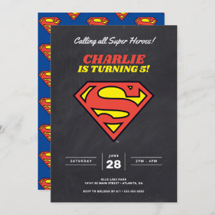 Invitation Logo Superman   Chalkboard Super Hero Anniversaire
