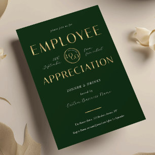 Invitation Logo vert et or pour l'appréciation des employés d