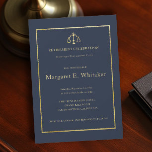 Invitation Loi Avocat Juge Marine Or Élégant Retraite