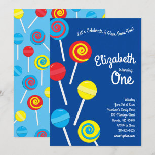 Invitation Lollipop Candy 1er anniversaire