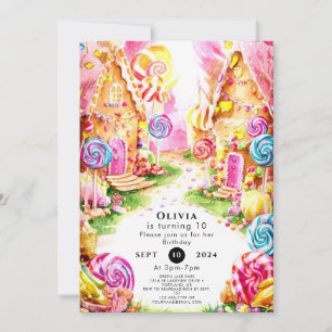 Invitation Lollipop Whimsical Candyland Anniversaire