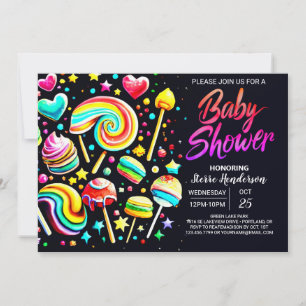 Invitation Lollipop Wonderland Baby shower coloré