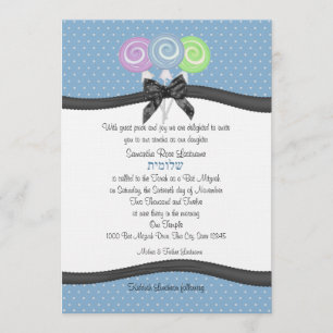 Invitation Lollipopes et Pois 5x7 Party