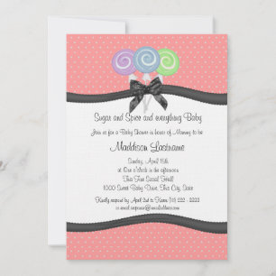 Invitation Lollipops et Baby shower Pois