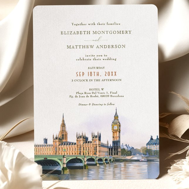 Invitation London Big Ben Westminster Bridge Mariage (Créateur téléchargé)