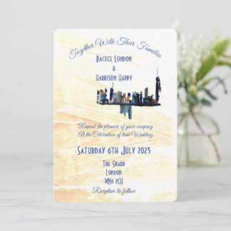 Invitation London Cityscape Abstrait Ink Art Peint Mariage