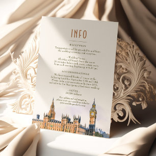 Invitation London Insert INFO Details England Wedding