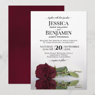 Invitation Long Stemmed Romantique Bourgogne Rose Chic Mariag