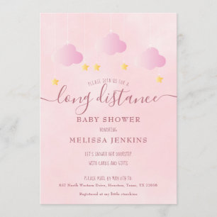 Invitation Longue Distance Baby shower Par Mail Girl Rose