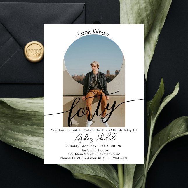 Invitation Look Who's 40 Modern Simple 40th Birthday Party (Créateur téléchargé)