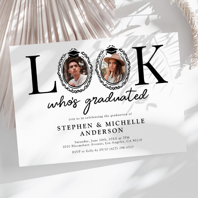 Invitation Look Whos Graduated Joint Graduation Party (Créateur téléchargé)