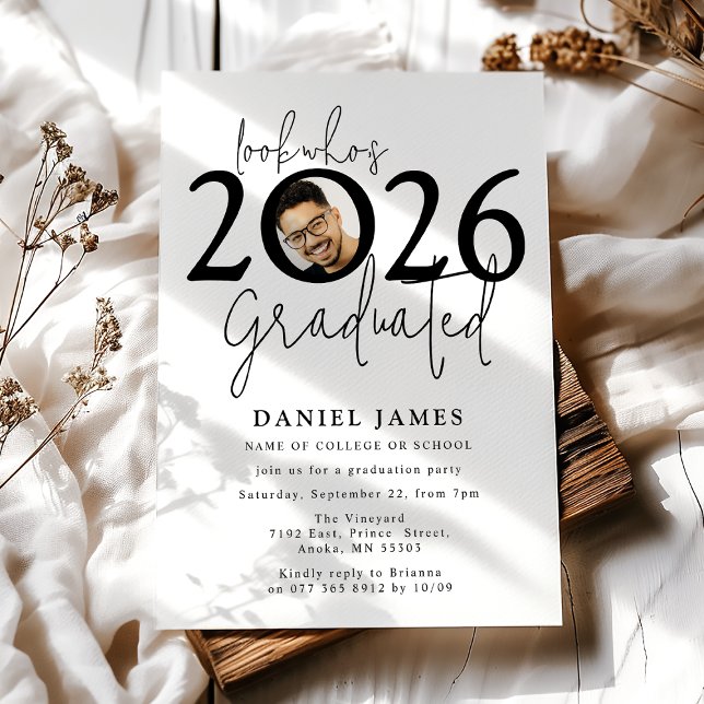 Invitation Look who's Graduated Photo Graduation Party (Créateur téléchargé)