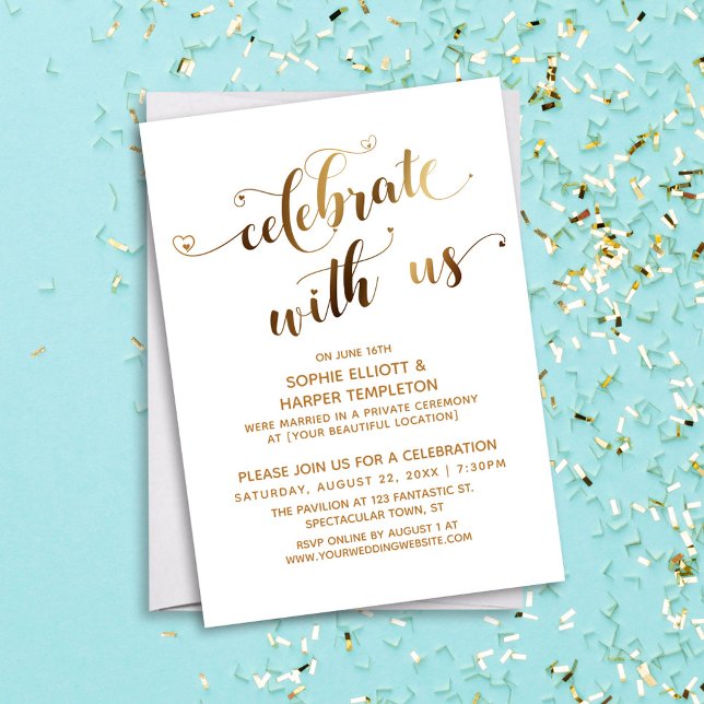 Invitation L'or célèbre avec nous la fête de l'après-Mariage (Créateur téléchargé)