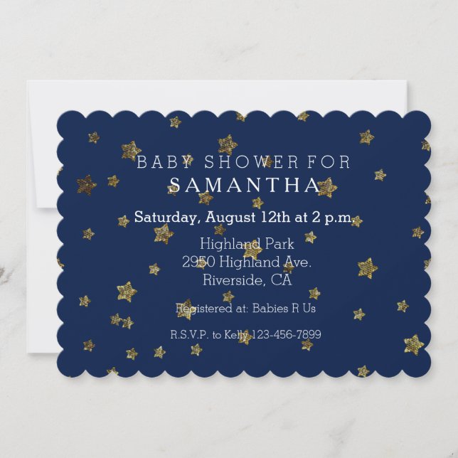 Invitation L'or tient le premier rôle le baby shower de ciel (Devant)