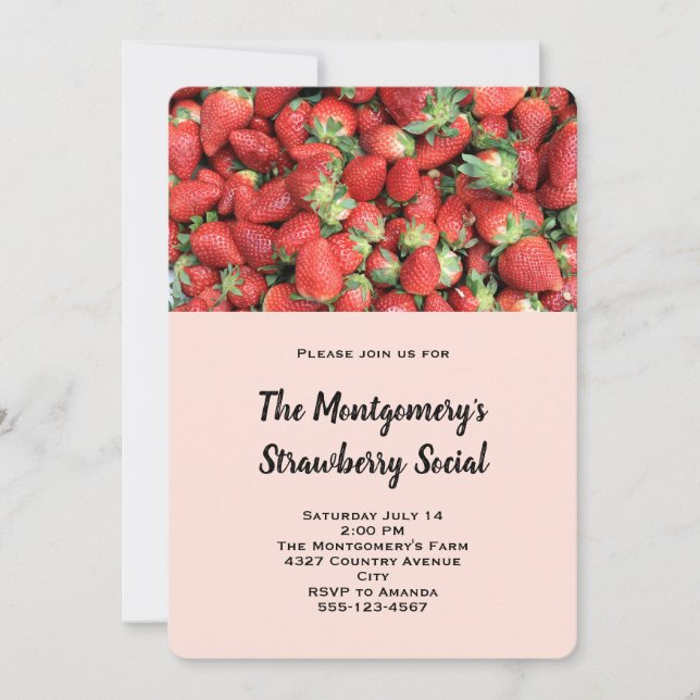 Invitation Lot de fraises rousses juteuses -fraises sociales (Devant)